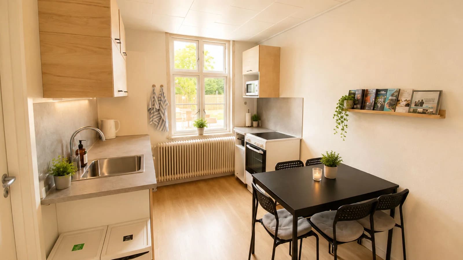 Lejligheden med tekøkken og spisebord